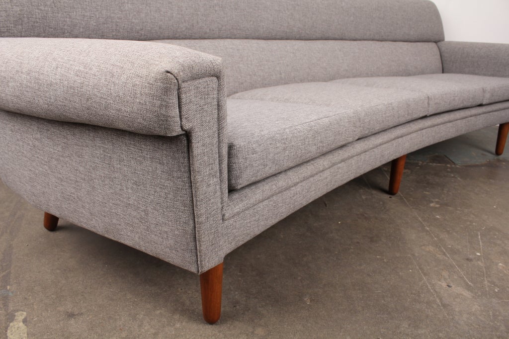 Danish mid century modern curved 4 seat sofa 2