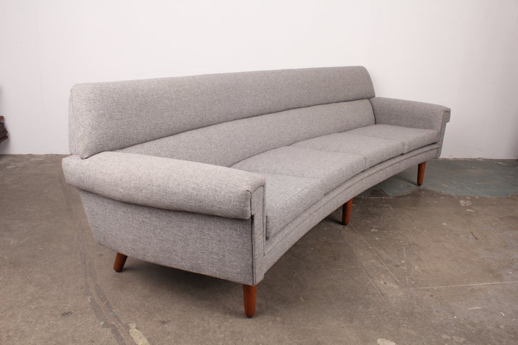 Danish mid century modern curved 4 seat sofa 4