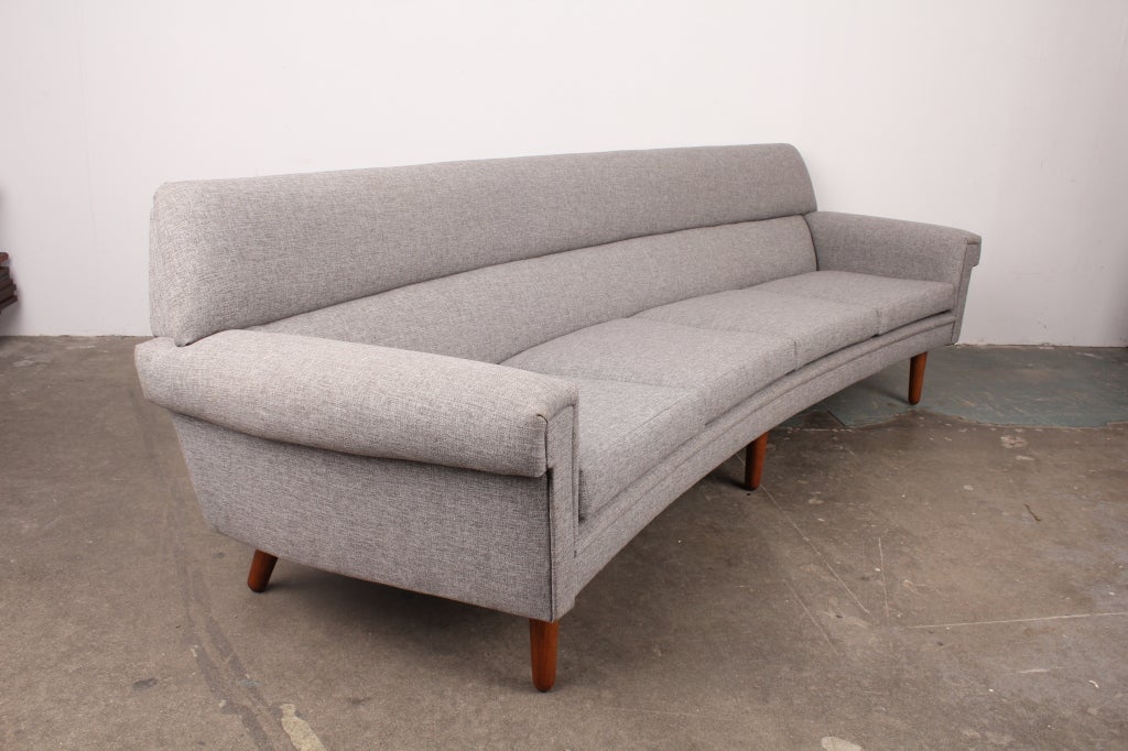 Danish mid century modern curved 4 seat sofa 4