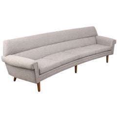 Danish mid century modern curved 4 seat sofa