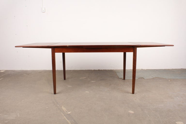 Mid Century Modern Danish Rectangular Rosewood Dining Table In Excellent Condition In North Hollywood, CA