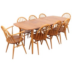 Used English Mid Century Modern Ercol Solid Elm Dining Set