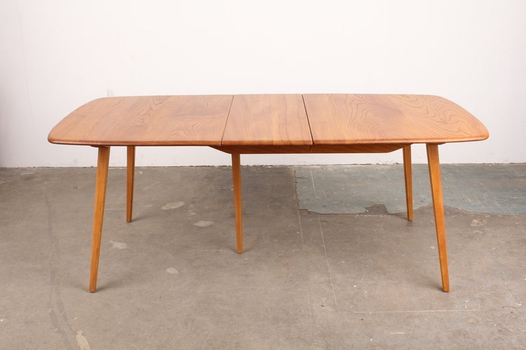 English Mid Century Modern Ercol Solid Elm Dining Set 3