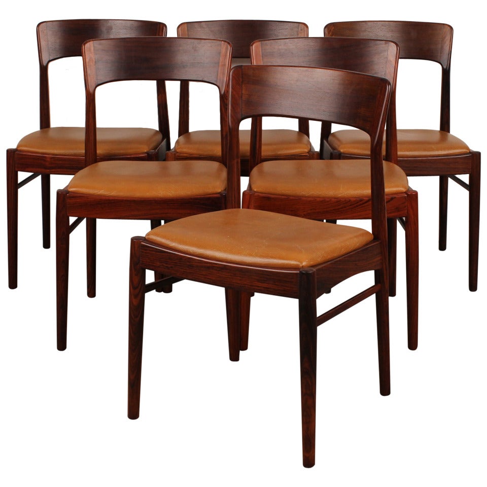 Set of 6 Rosewood Danish Modern Dining Chairs