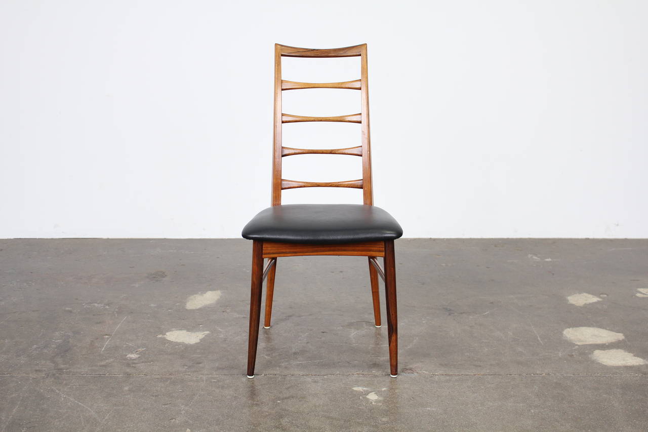 Mid-Century Modern Four Rosewood Tall Back Dining Chairs by Niels O. Moller for Koefoeds Hornslet