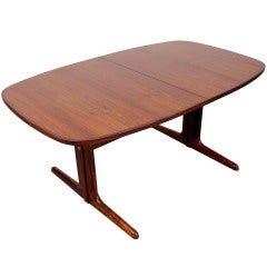 Danish mid century modern rosewood pedestal oval dining table.