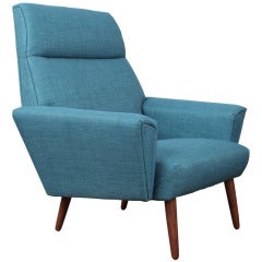 Newly Upholstered Danish Mid Century Modern Lounge Chair