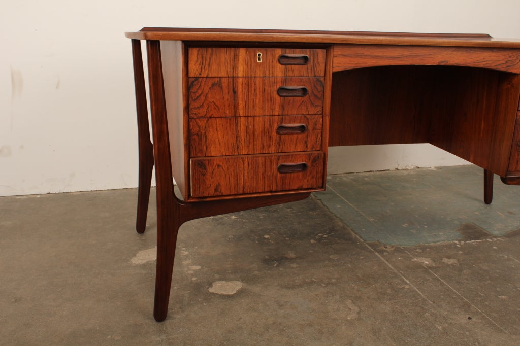 Rosewood Danish modern executive rosewood desk by Svend Aage Madsen