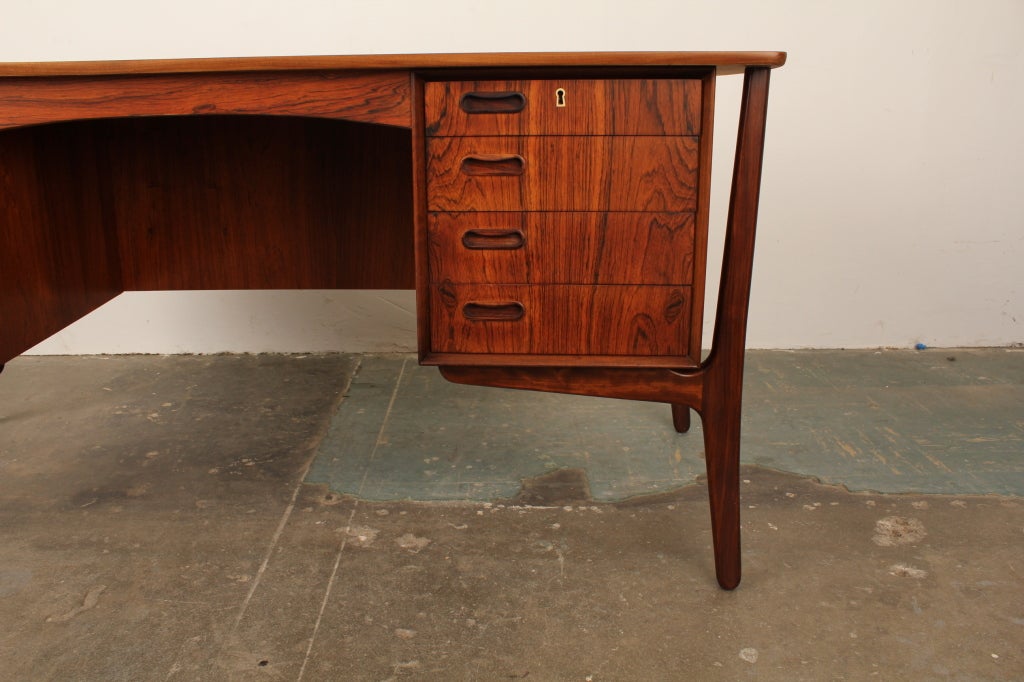 Danish modern executive rosewood desk by Svend Aage Madsen 1