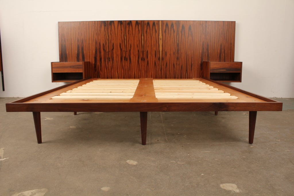 Mid-Century Modern Newly Made Danish Modern Style Rosewood Bed 