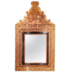 Antique 17th French marquetry mirror