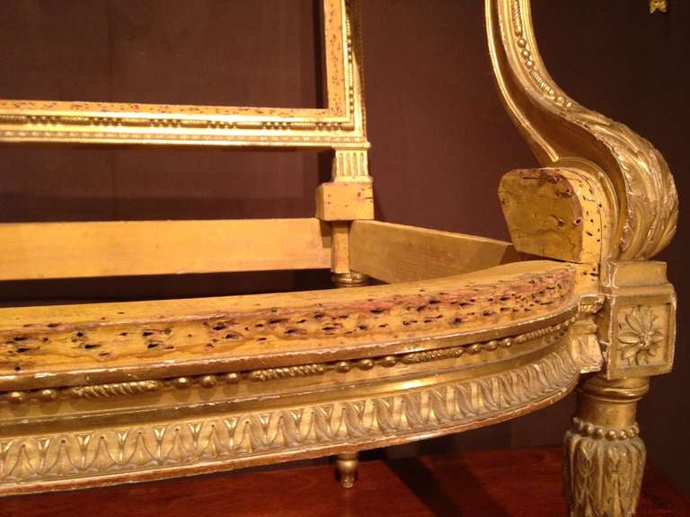 19th Century 19th C. French Fine Gilted Pair Of Armchair In The Style Of Georges Jacob For Versailles