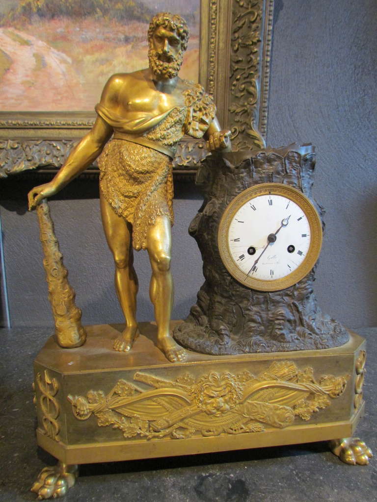French Fine Clock "Hercules" 19th Century