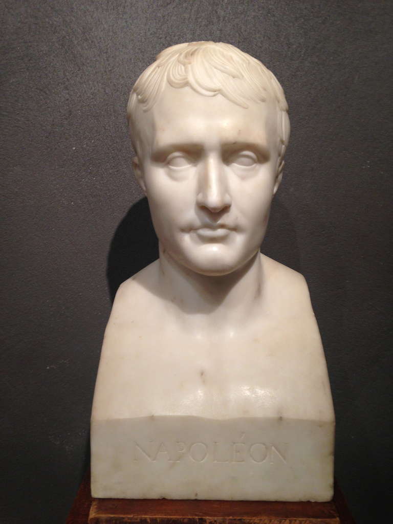 White marble bust of Hermes in Carrara representing Napoleon .
Model created by Denis Chaudet (1763-1710) in 1798 and chosen by the Emperor as the official portrait .

Height: 50 cm; Width: 26.5 cm; Depth: 23cm

Despite extensive testing of all