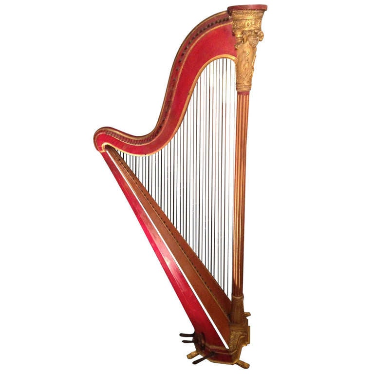 19th French Fine "Naderman" Harp in gilded wood For Sale