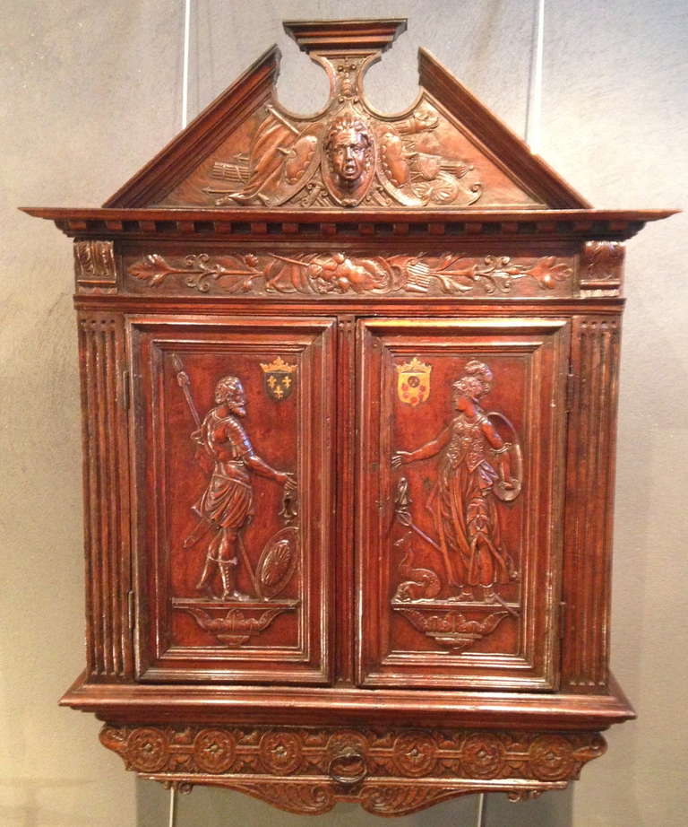 17th Century Suspended Cabinet with French Royal Couple