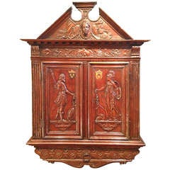 Antique 17th Century Suspended Cabinet with French Royal Couple