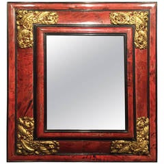 Antique Flemish 17th Century Red Tortoiseshell Mirror