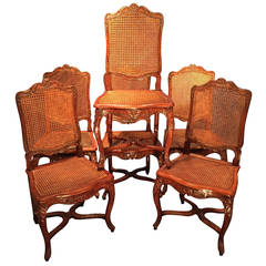 French Suite of Six Chairs, Paris Régence Period, circa 1720