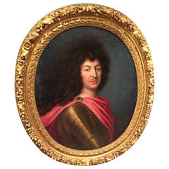 Antique Louis XIV in Armor Portrait, Workshop of Pierre Mignard