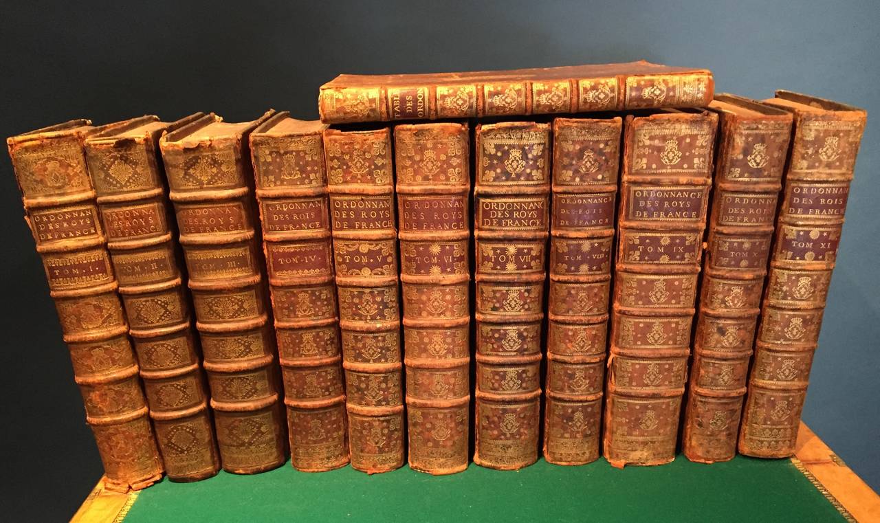 Rare 18th Century Series of Twelve Volumes with the Royal Arms of France