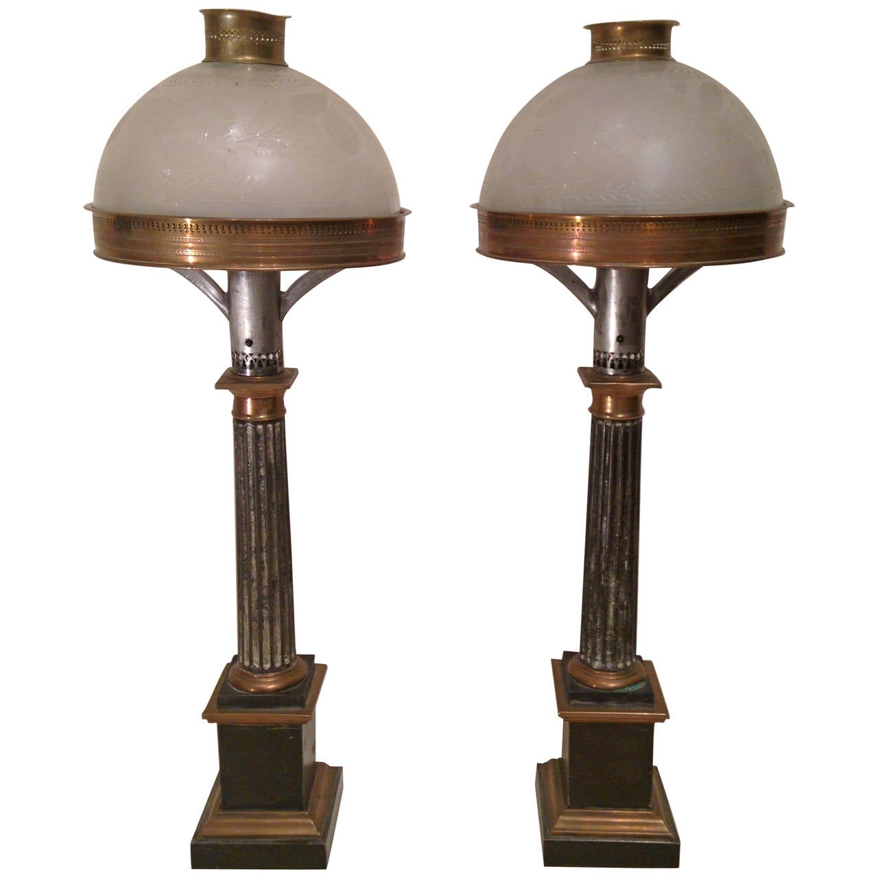 Pair of French Fine Carcel Lamps Paris, circa 1810 For Sale
