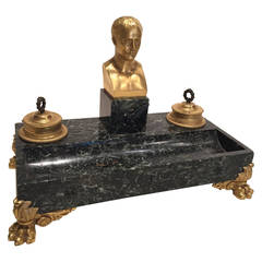 Antique Inkwell Imposing Bust of Napoleon, Paris Napoleon III Period Circa 1850