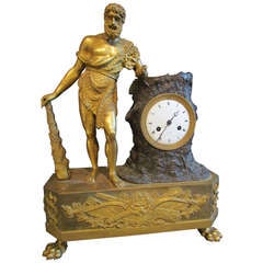 A French Empire Figural Mantel Clock "Hercule Farnèse" by Claude Galle