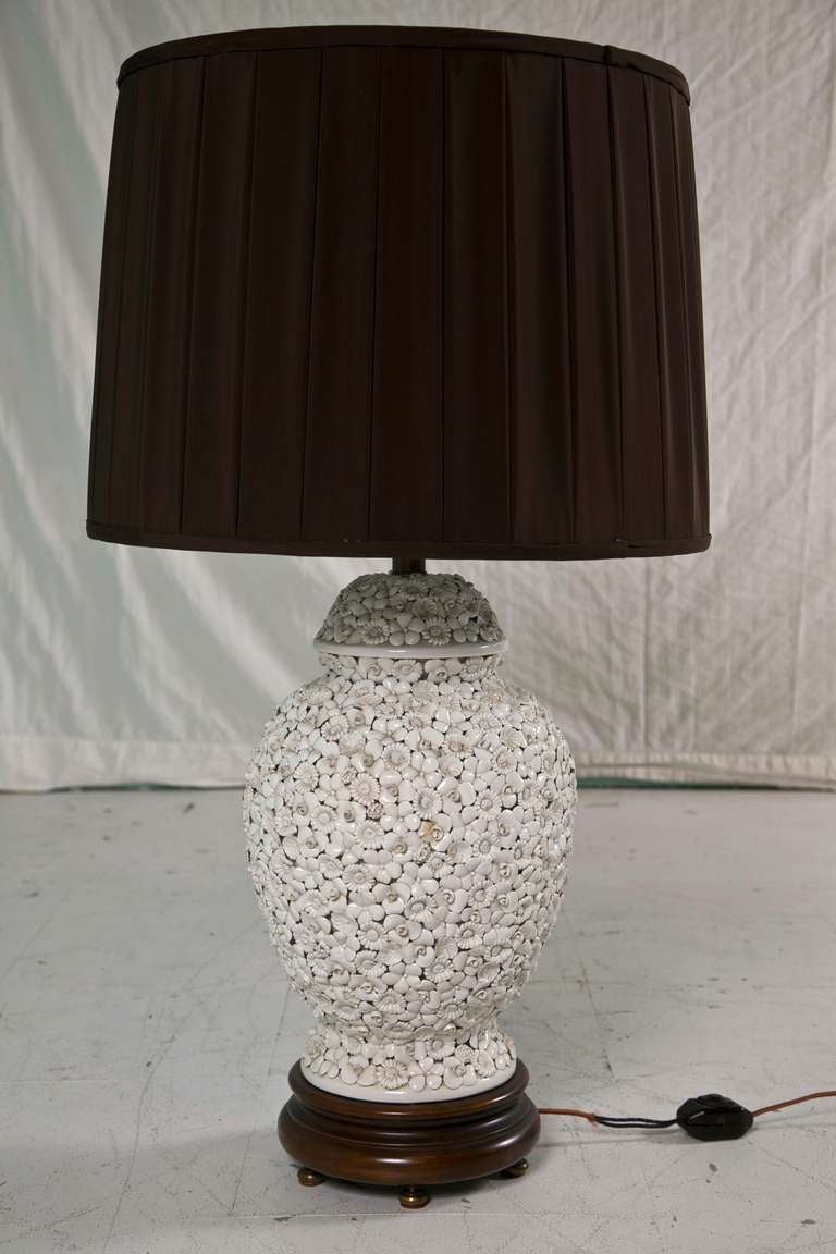 Pair of Detailed Floral Blanc de Chine Lamps From the 1920's