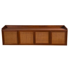 Vintage Wall Mounted Knoll Credenza with Cane Detail