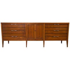Vintage 1960s Large Lane Furniture Company Teak Credenza with Inlay 