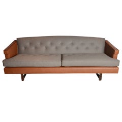 Mid-Century Dunbar Sofa with Leather Accent