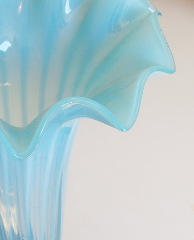 British Floor Standing Vaseline Glass Arts and Crafts Epergne For Sale