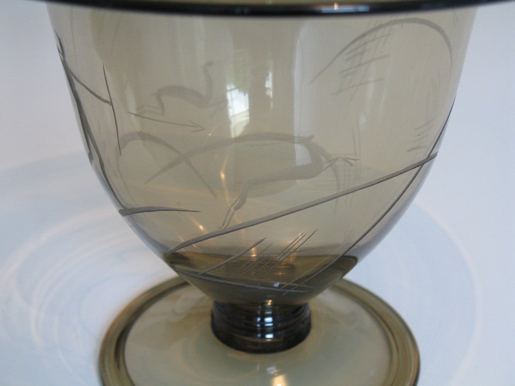 20th Century Superb Art Deco Engraved Vase By Daum Nancy For Sale