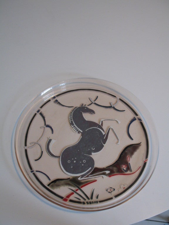 Art Deco Maurice Marinot Enamelled Glass Plate
