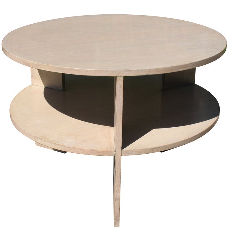 A round Birch Ply Coffee table by Gerald Summer For Sale