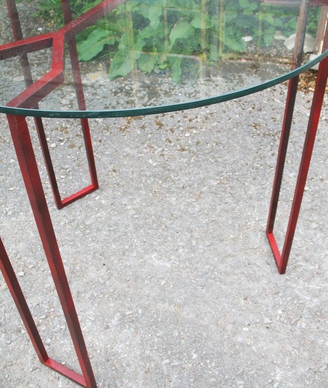 Mid-20th Century Jean Royere Steel and Glass Circular Table
