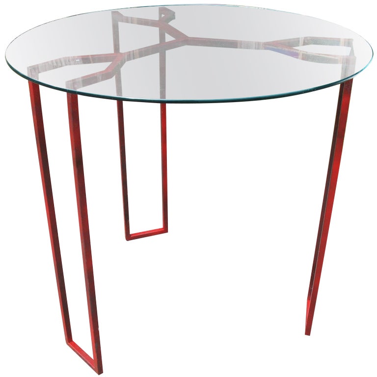 Jean Royere Steel and Glass Circular Table