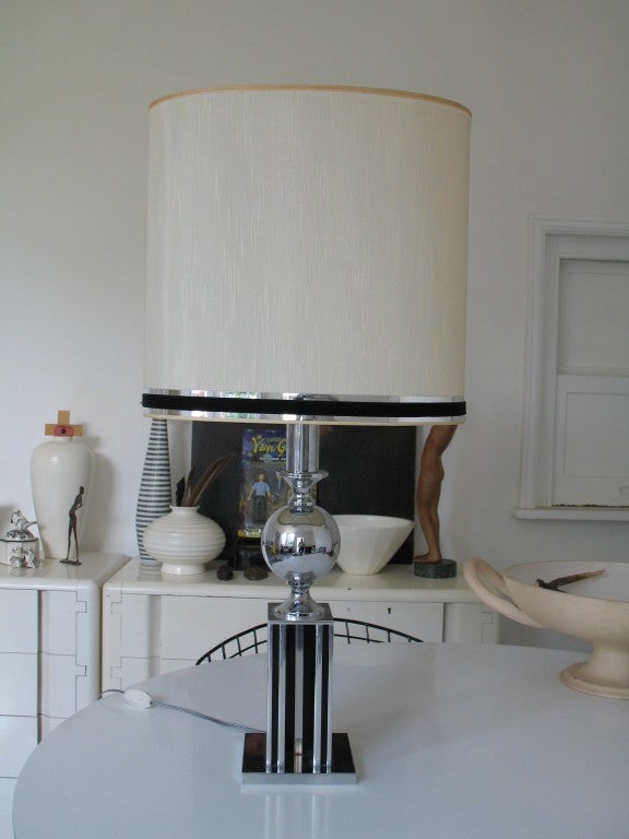 Stylish French Black and Chrome table Lamp