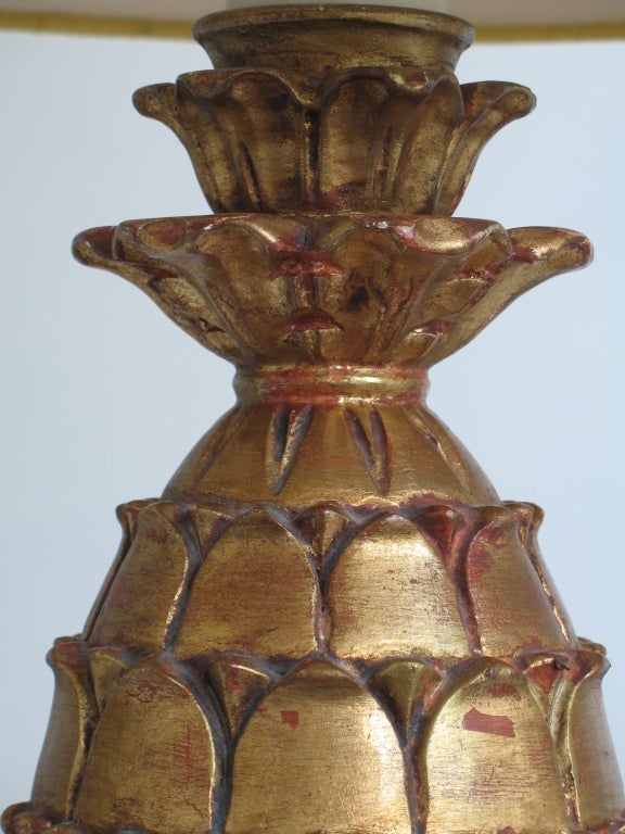 French Maison Charles Giltwood Pineapple lamp For Sale