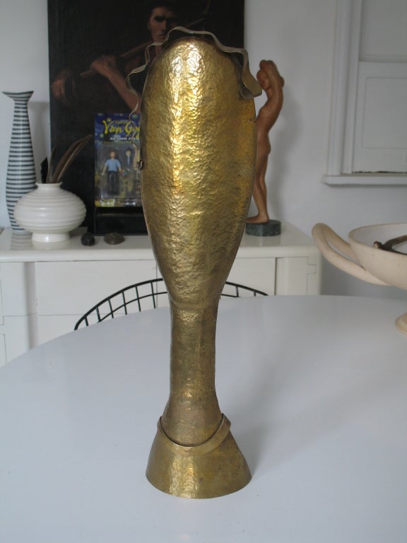Imposing Art Deco Hagenauer Werkstatte Hammered Brass Head
