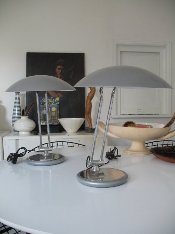 Pair of Adjustable Aluminor Desk Lamps