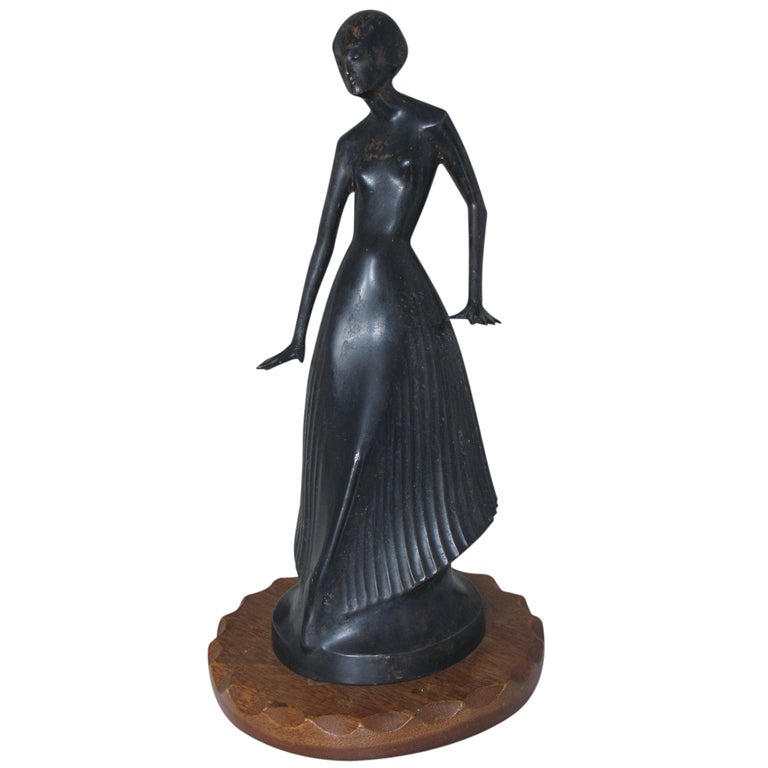Art Deco Theo Vos Bronze of a Dancer For Sale