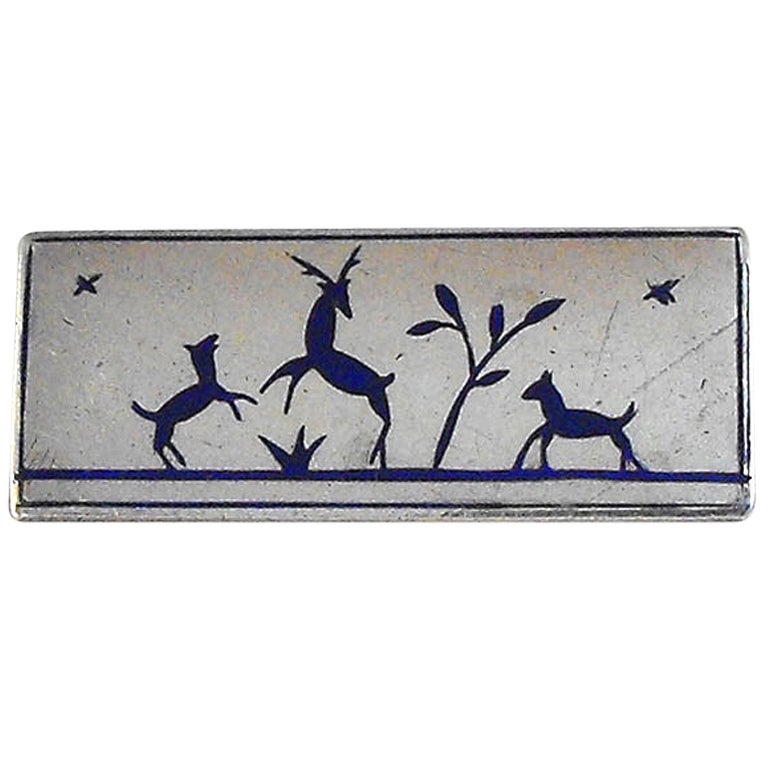 Wiener Werkstatte Silver and Enamel Brooch For Sale