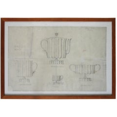 Original Drawing for a 4 Pcs Tea set - Manner of Josef Hoffmann