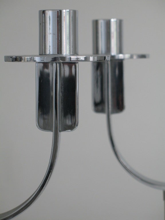 Pair of 2 Branch Modernist Candlesticks by Serge Chermayeff