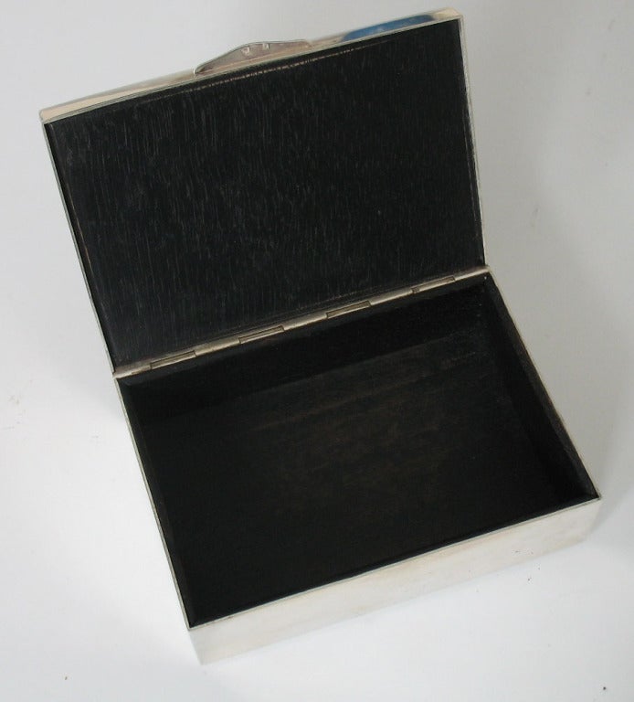 Austrian Wiener Werkstatte Box with Inlaid Enamel Panel by Max Snischek For Sale