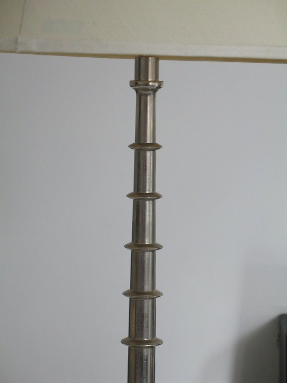 Secessionist Turned White Metal Austrian Table Lamp