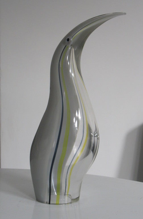 Late 20th Century Substantial Seguso Glass Figure of a Stylised Penguin For Sale