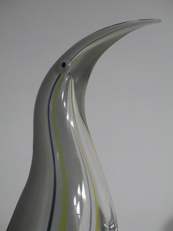 Blown Glass Substantial Seguso Glass Figure of a Stylised Penguin For Sale